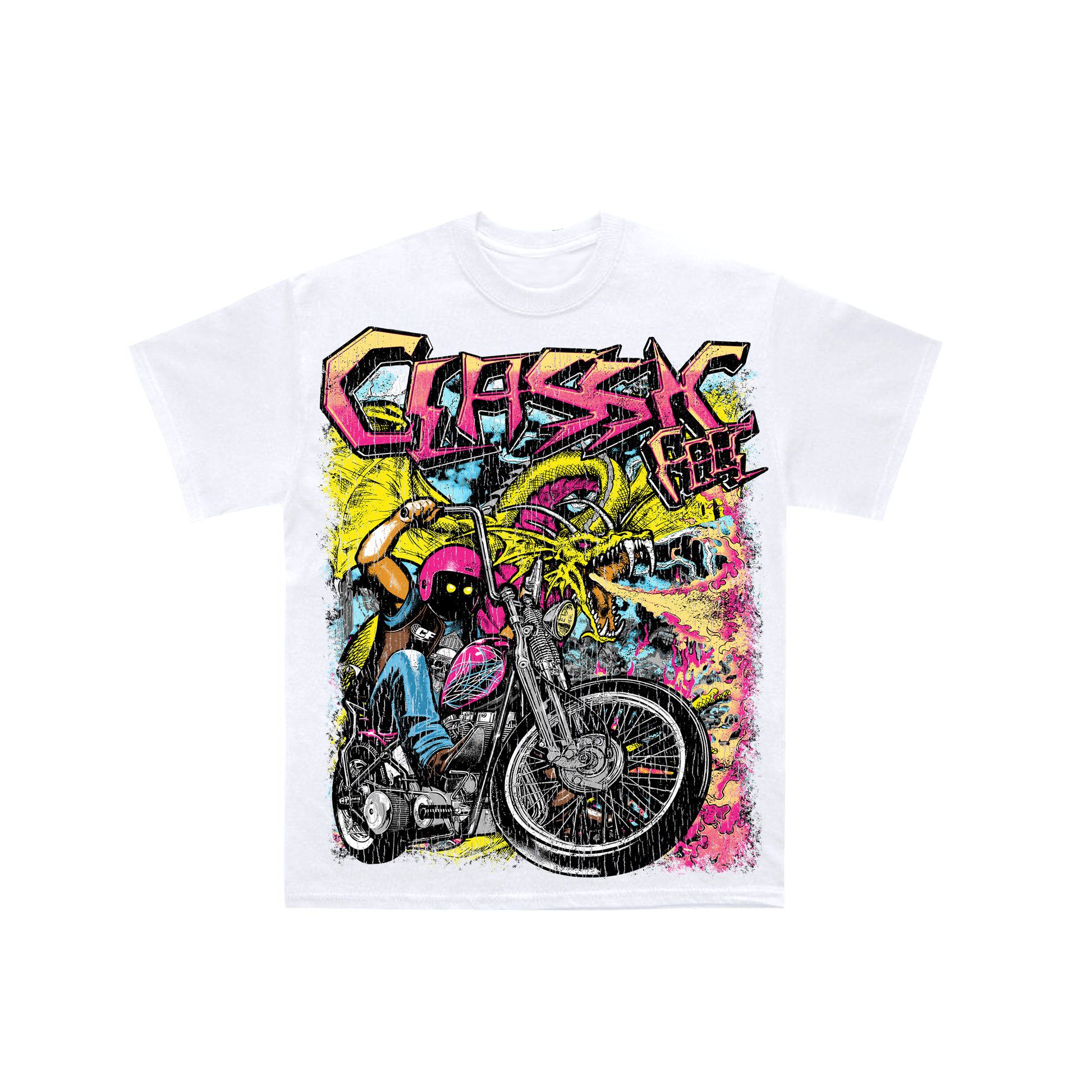 MOTO WHITE TEE - Heavyweight T-shirt