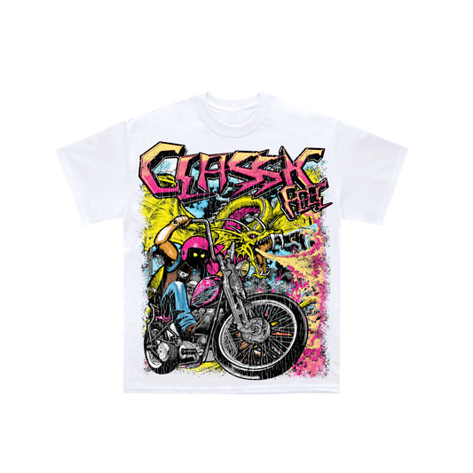MOTO WHITE TEE - Heavyweight T-shirt